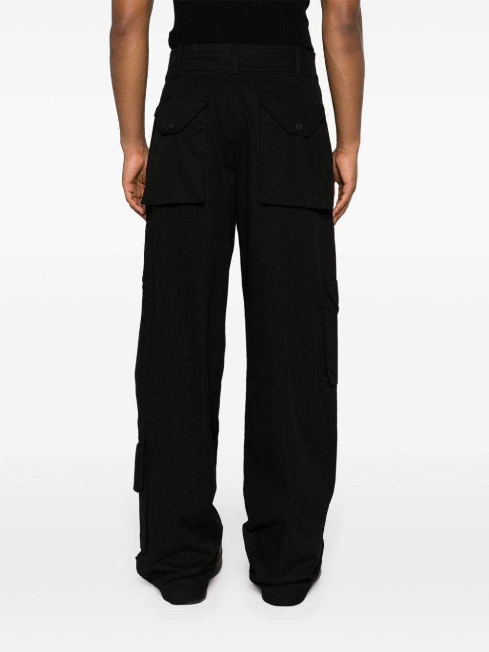 mid-rise wide-leg cargo trousers - 4