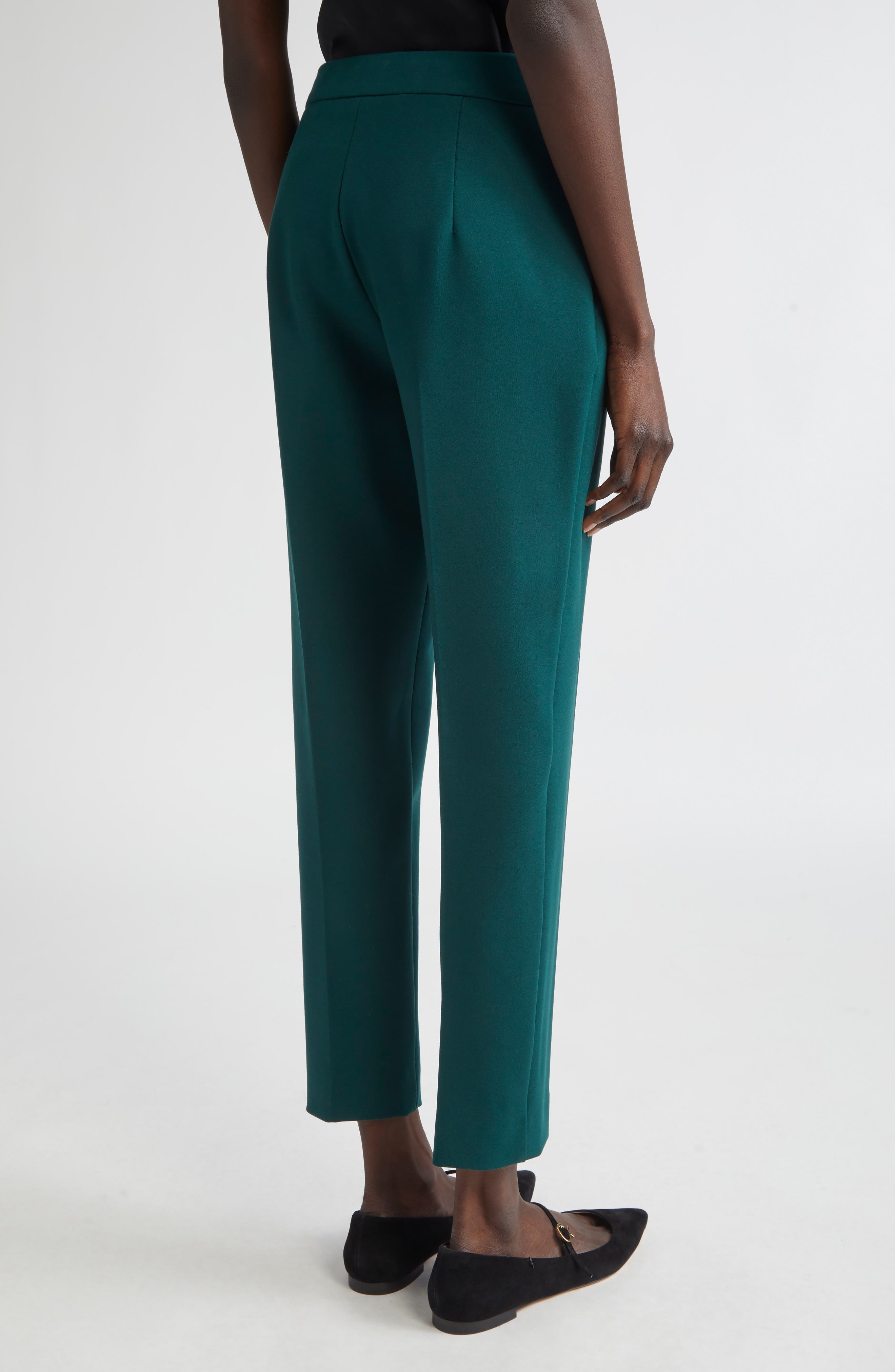 Max Mara Pegno Slim Fit Jersey Ankle Pants in Dark Green at Nordstrom - 3