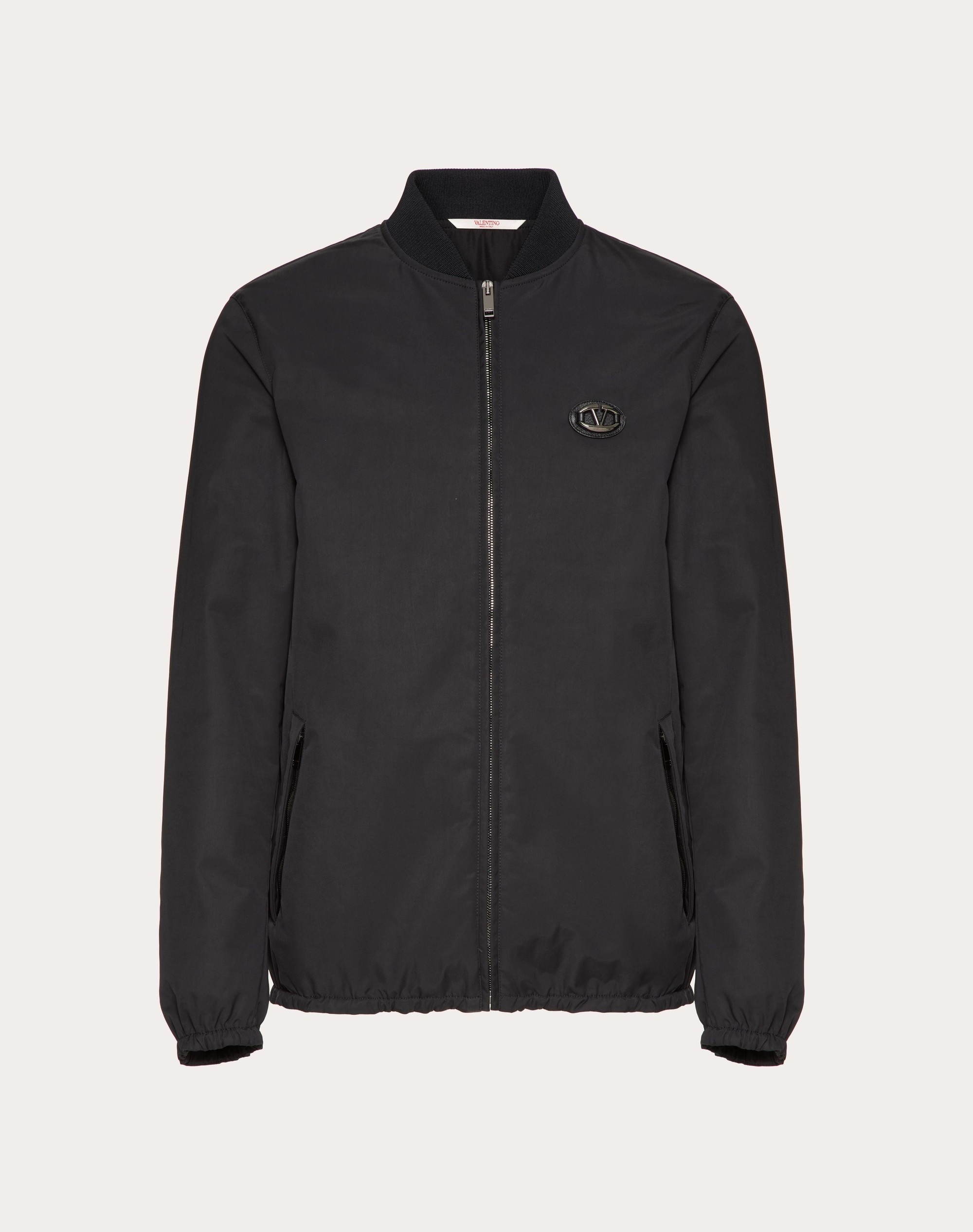 NYLON JACKET WITH LEATHER PATCH AND VLOGO SIGNATURE - 1