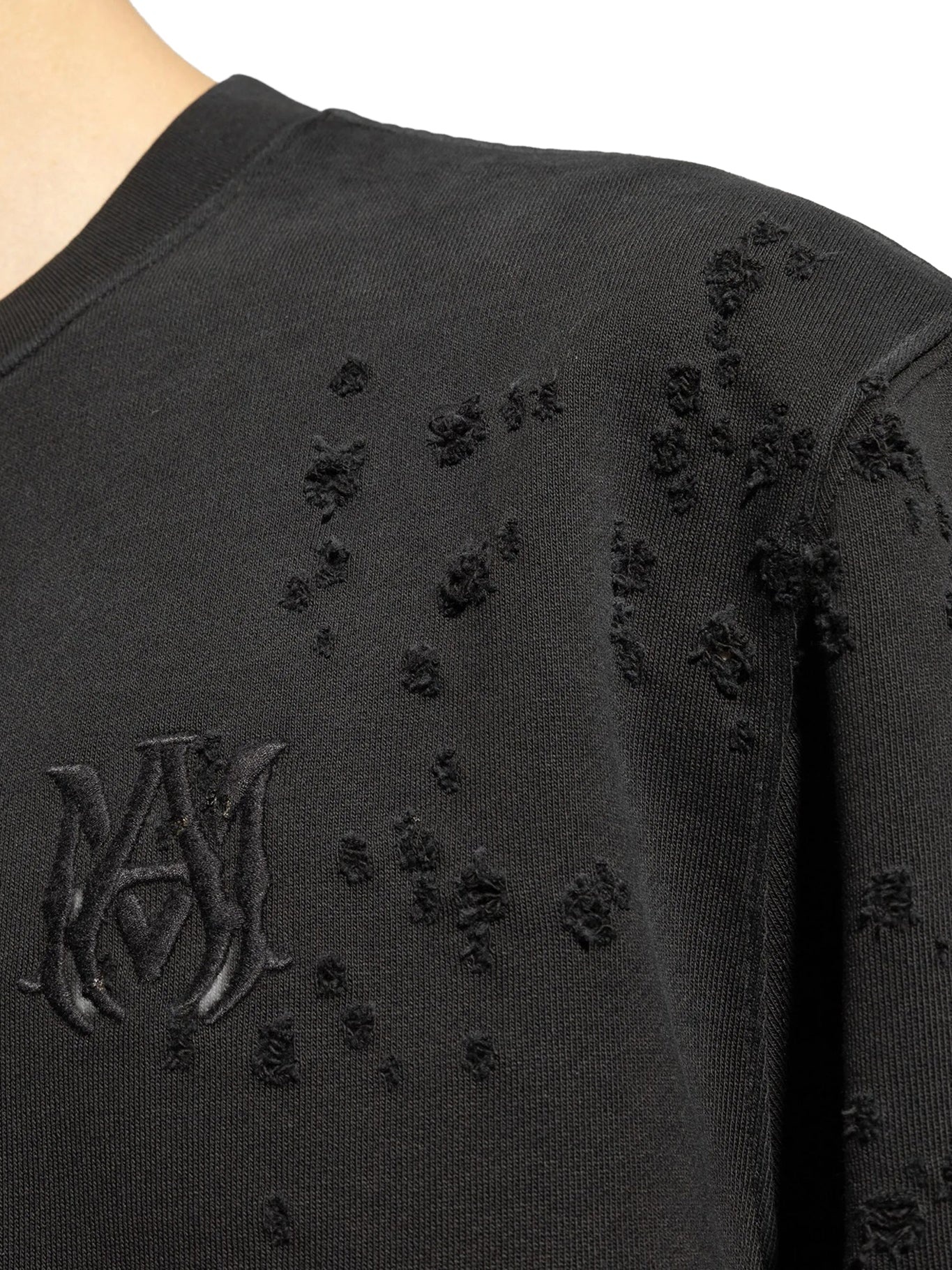 CREW NECK SWEATSHIRT WITH DESTROYED EFFECT - 5