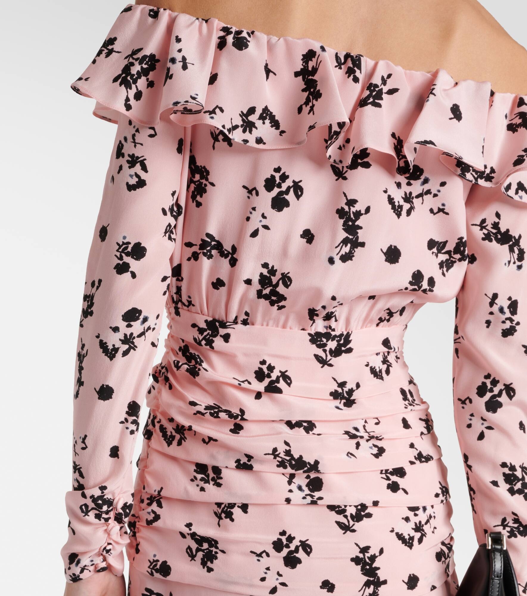 Floral off-shoulder silk midi dress - 5