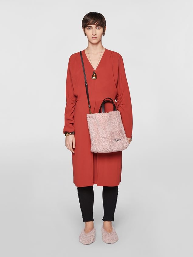 STRETCH CADY DRESS WITH LONG KIMONO SLEEVES - 2