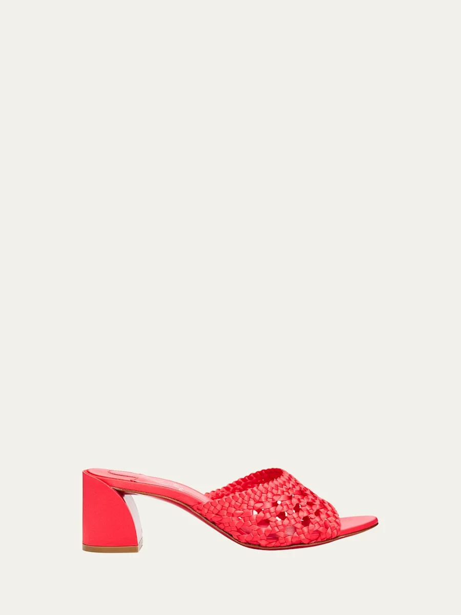 85mm Jane Woven Silk Mule Sandals - 1