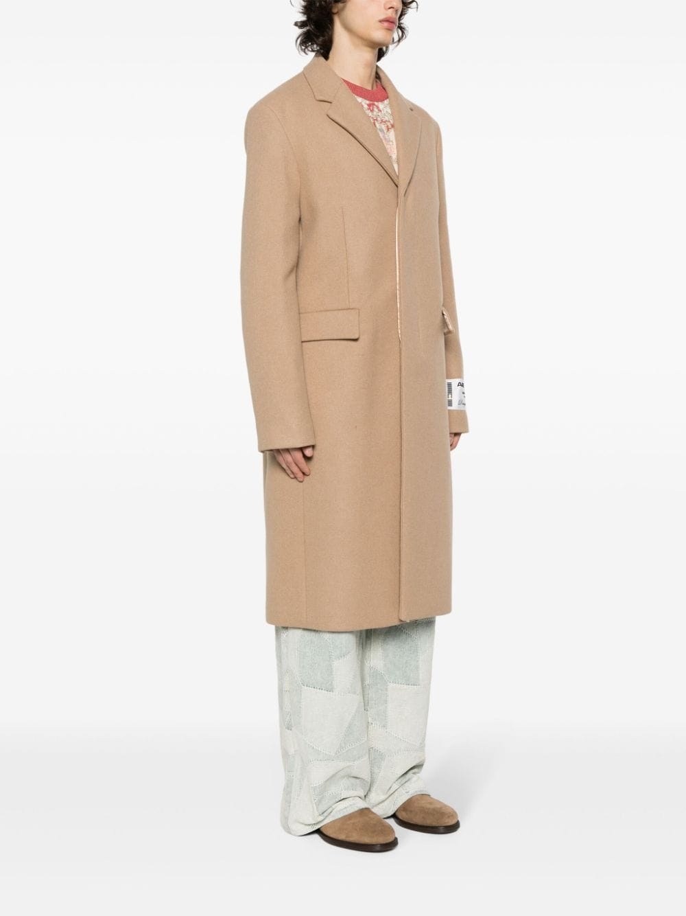 single-breasted wool blend coat - 3