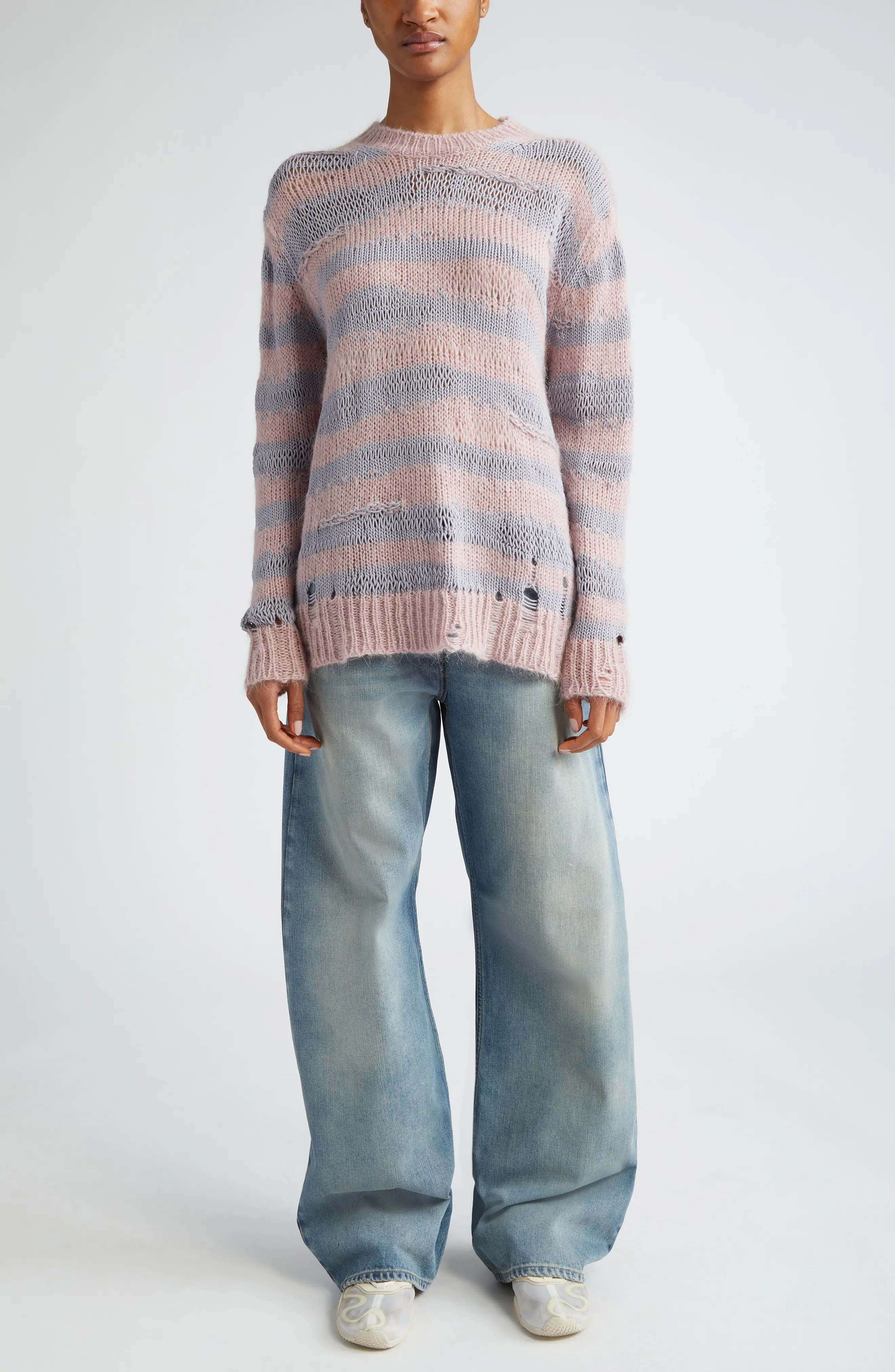 Acne Studios Karita Distressed Stripe Open Stitch Cotton