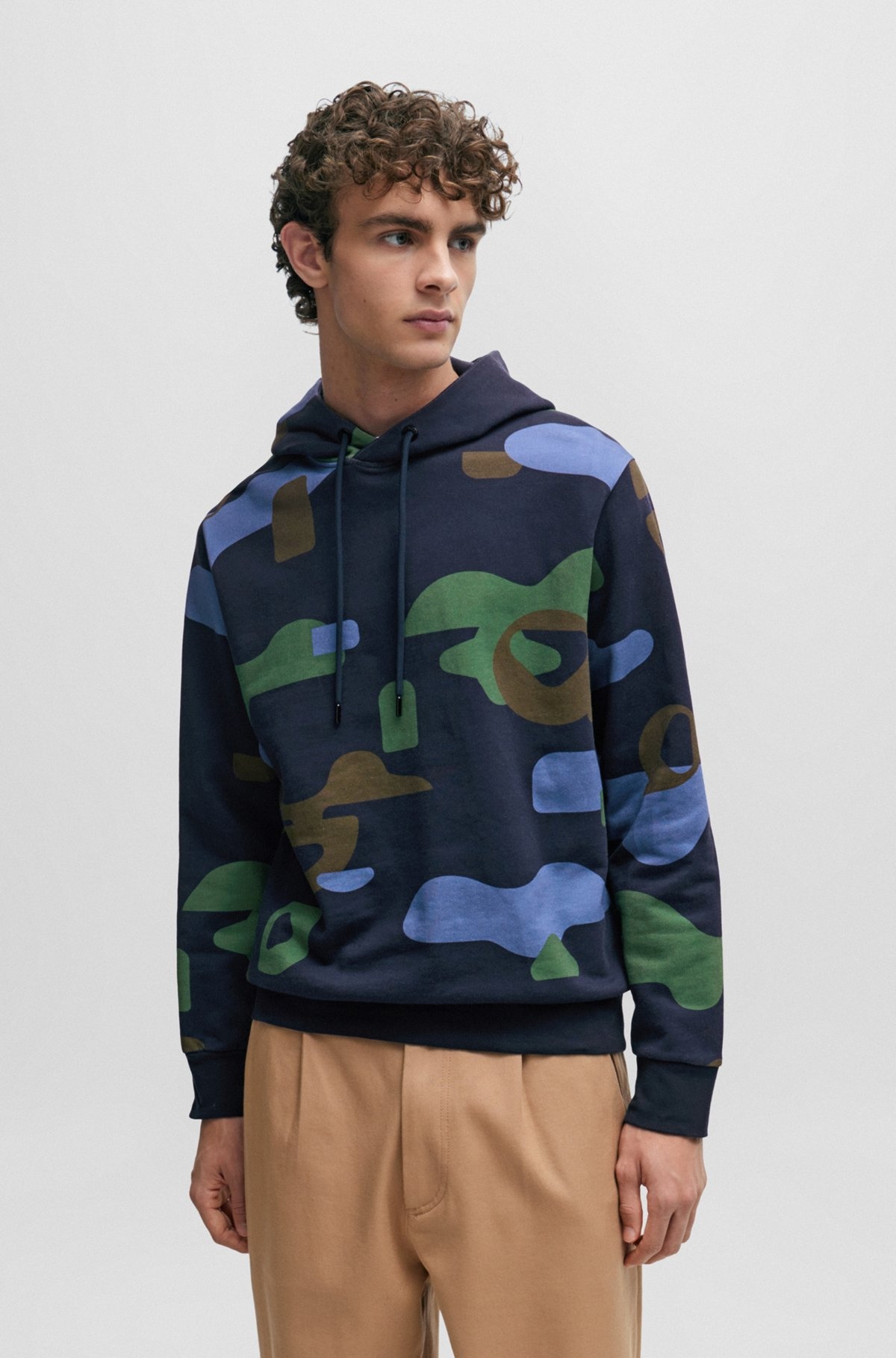 MERCERISED-COTTON REGULAR-FIT HOODIE WITH SEASONAL PATTERN - 2