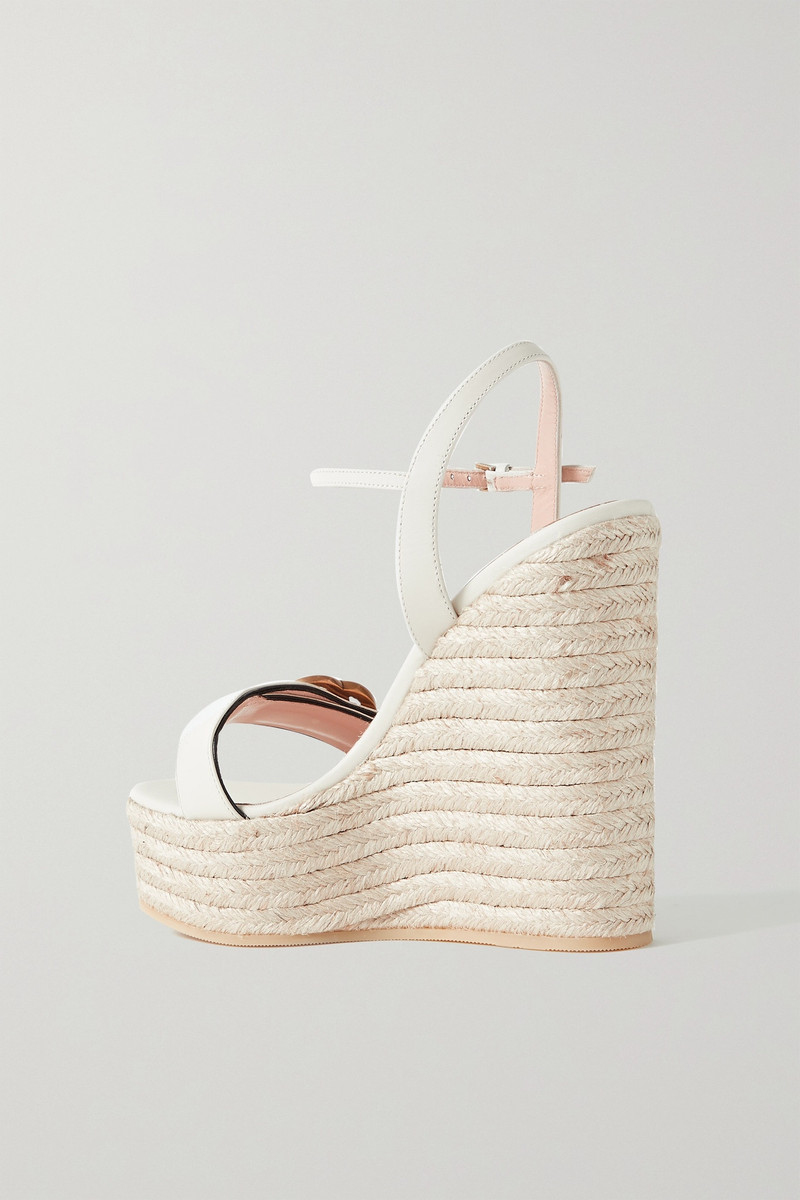 Aitana logo-embellished leather wedge espadrille sandals 3