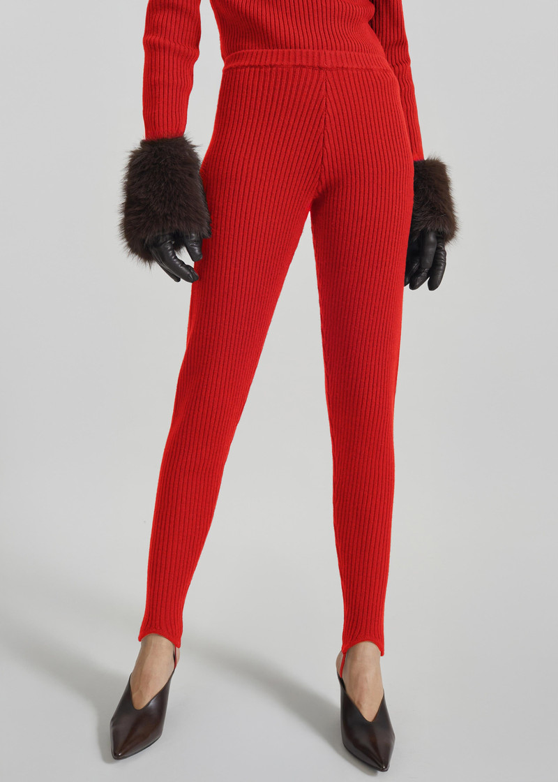 Piuma Knit Stirrup Leggings - Red 4