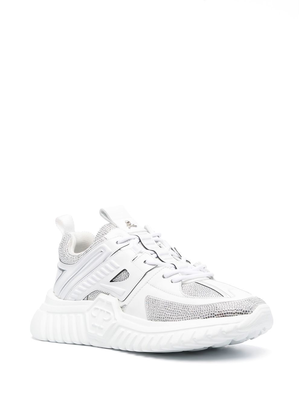 leather rhinestone-embellished runner sneakers - 2