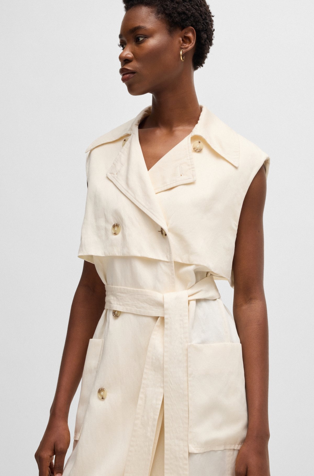 SLEEVELESS TRENCH DRESS WITH DOUBLE-BREASTED CLOSURE - 6