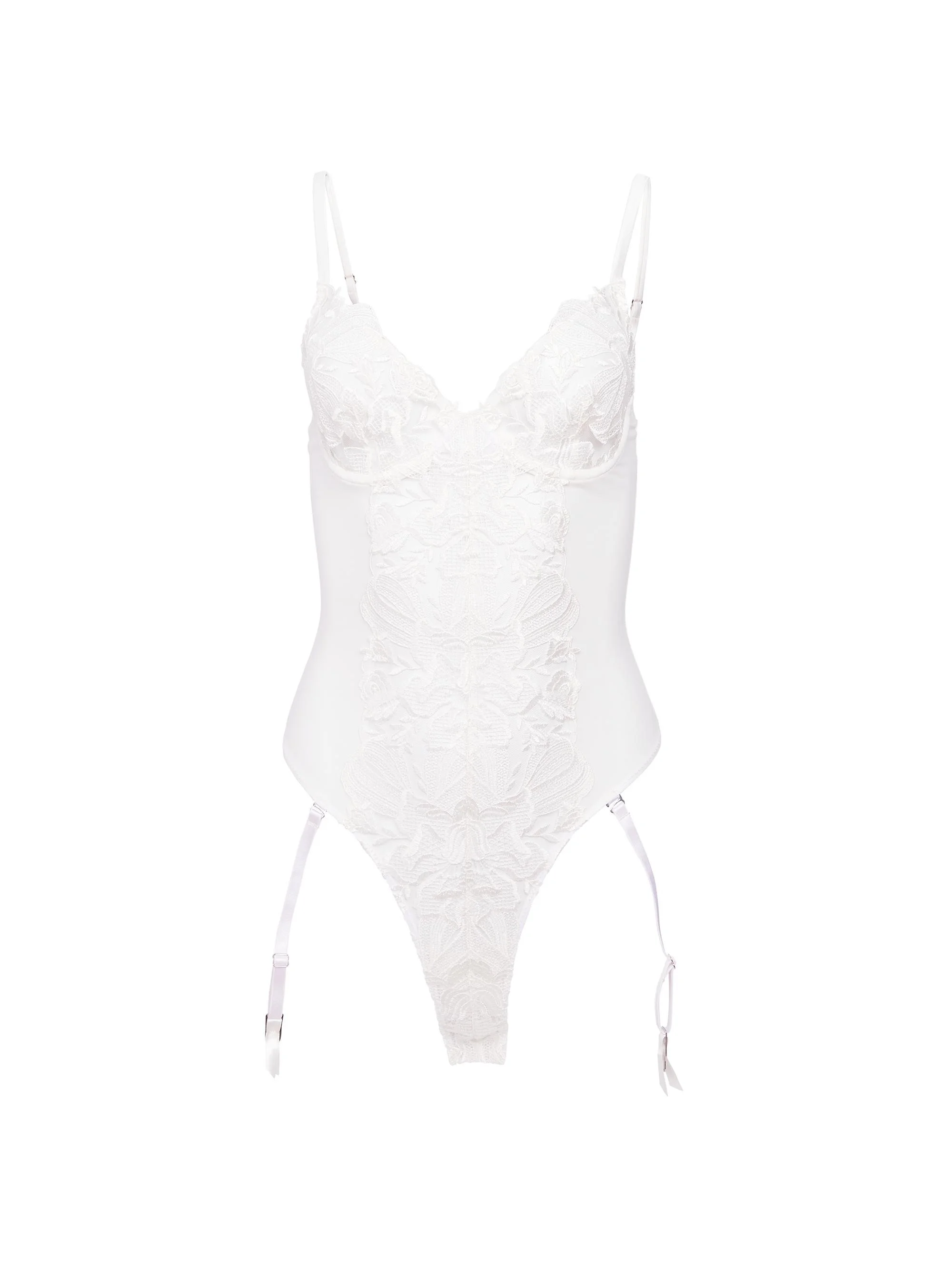 Women's Floral Bow Embroidered Bodysuit - Ivory - 1