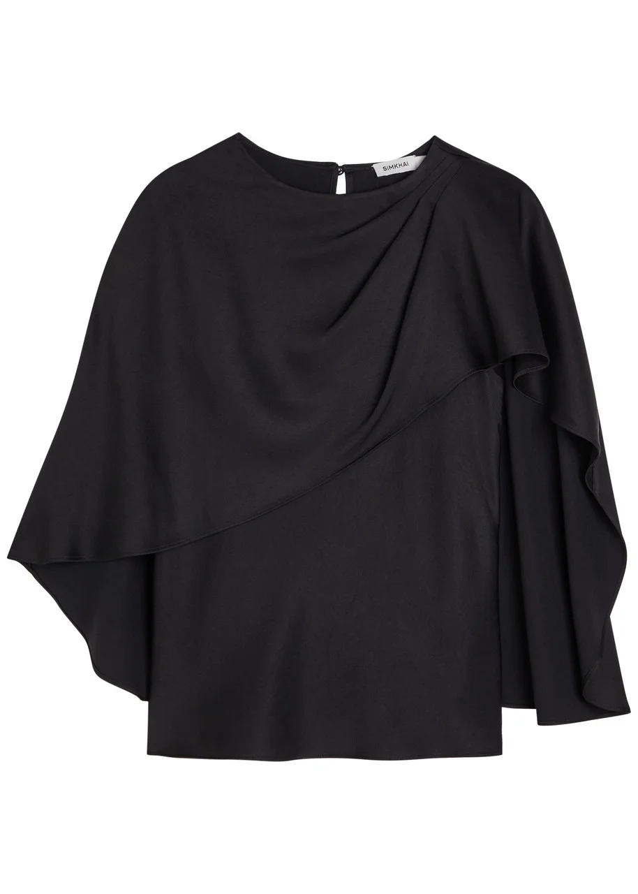 Simkhai Eliora Cape-effect Satin top - 1