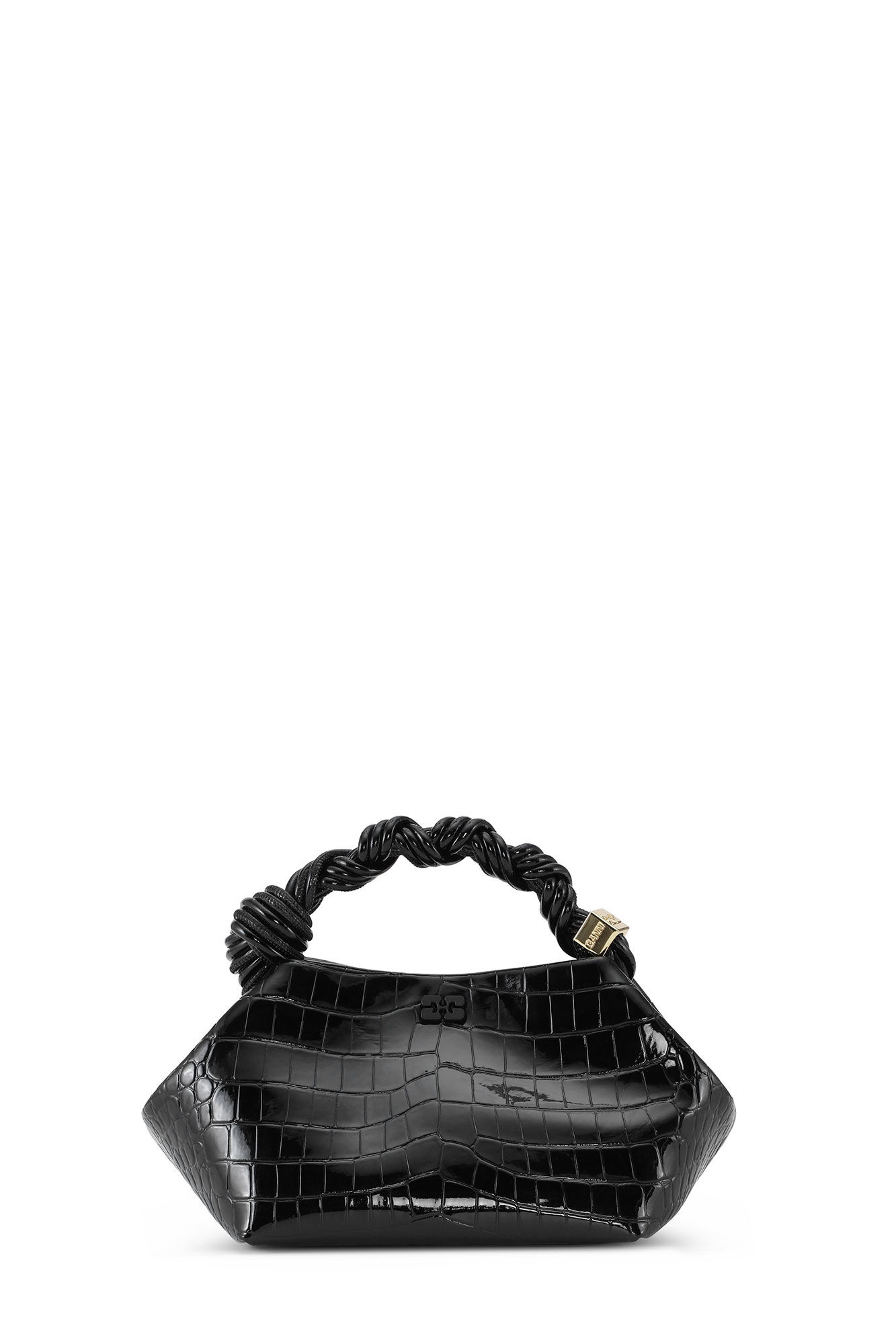 BLACK CROCO PATENT SMALL GANNI BOU BAG - 1