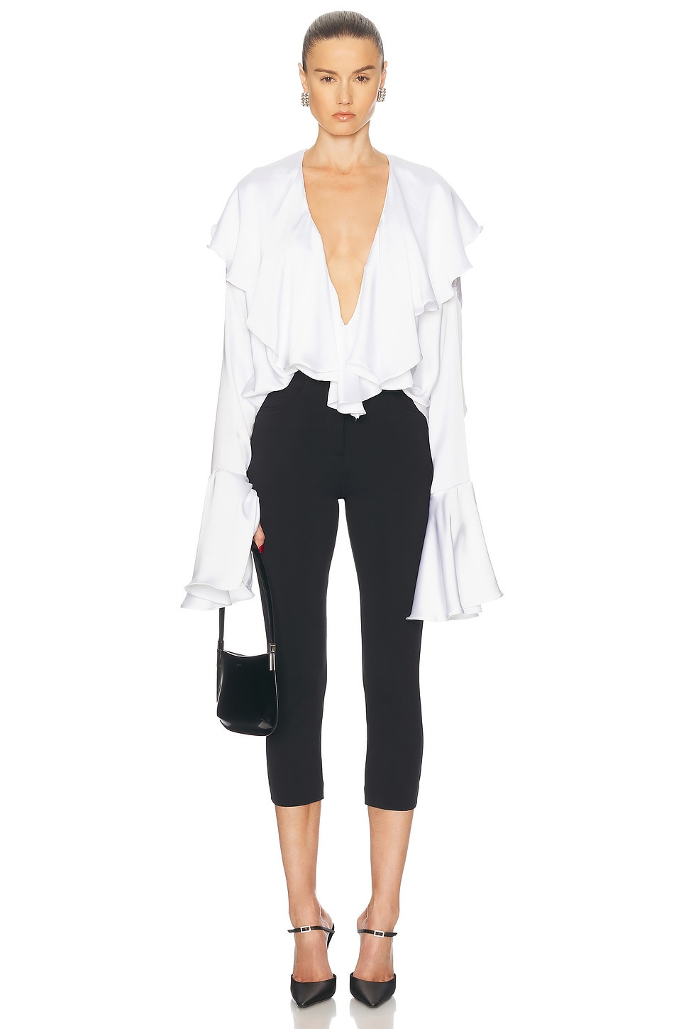 Long Sleeve Deep V Ruffle Bodysuit - 5