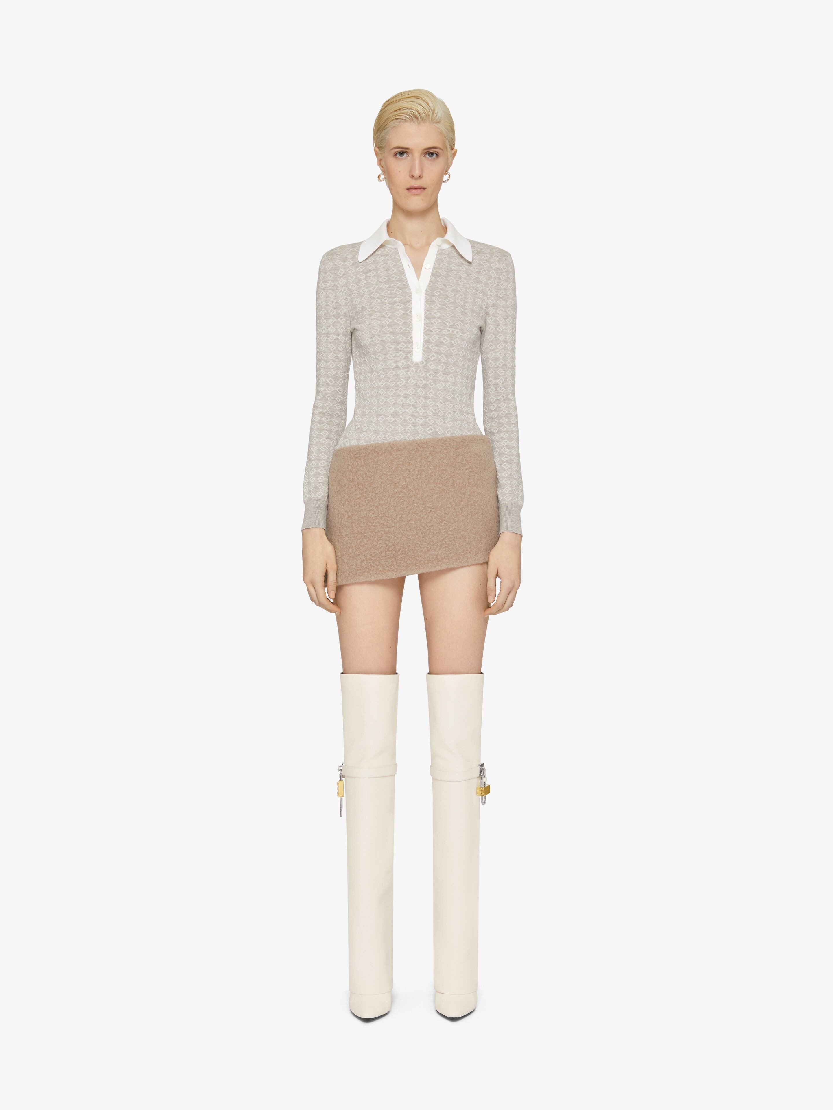 MINI ASYMMETRIC SKIRT IN ALPACA BOUCLETTE WOOL - 2