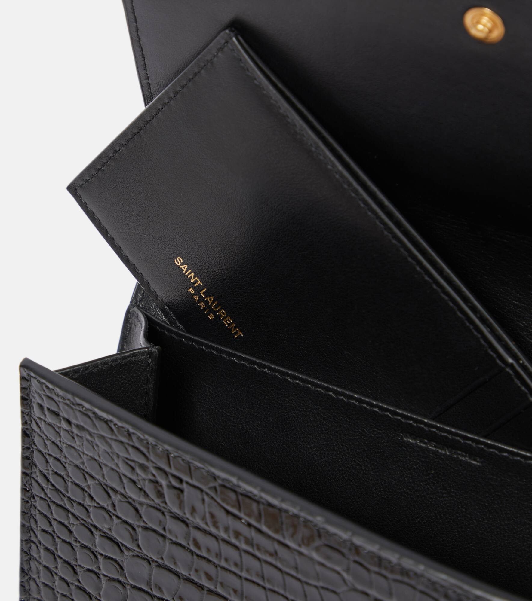 Uptown croc-effect leather wallet on chain - 3