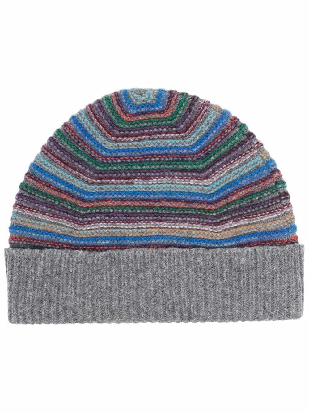 stripe knitted wool beanie - 1