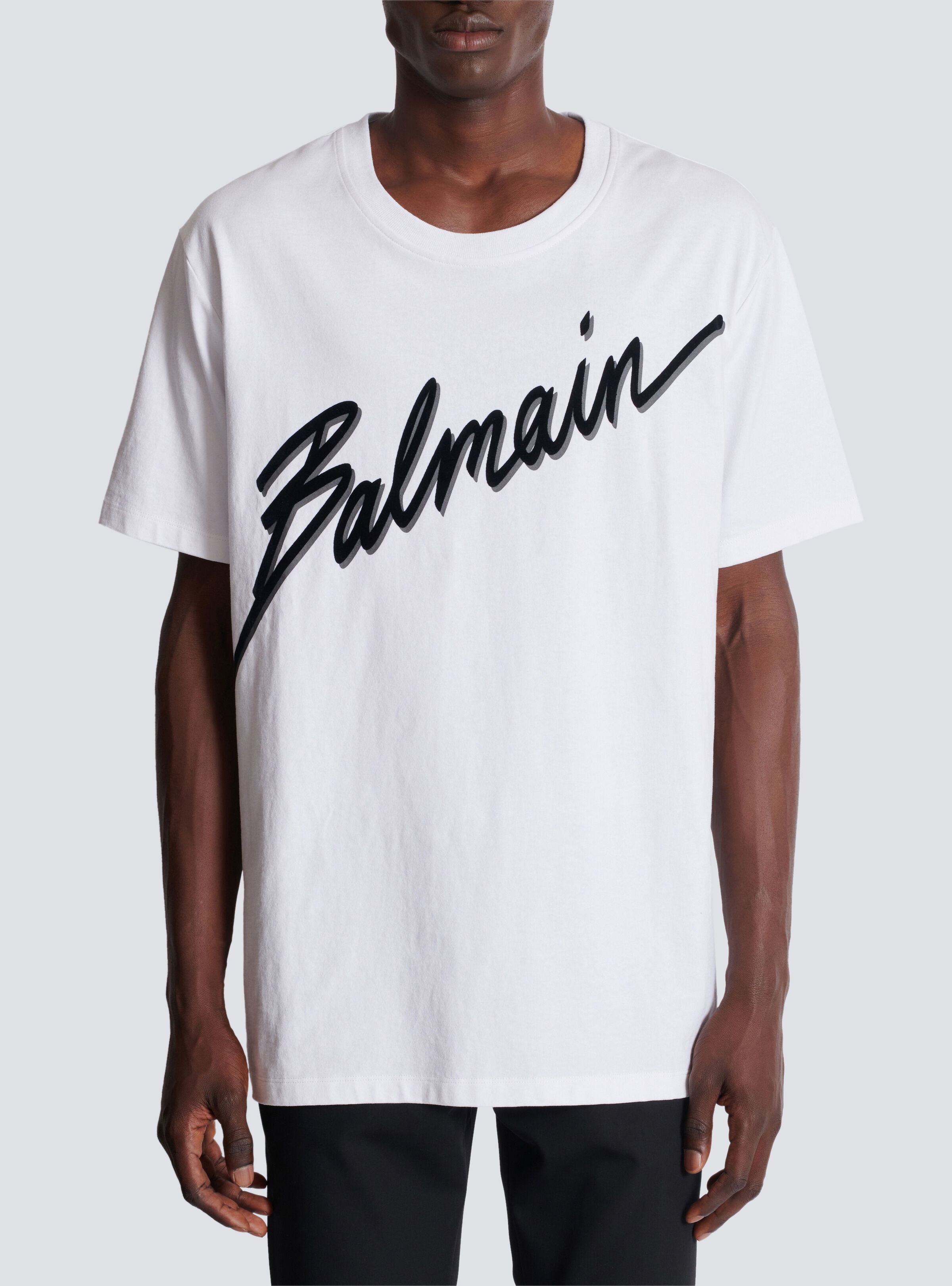 T-shirt with flocked Balmain Letter logo - 5