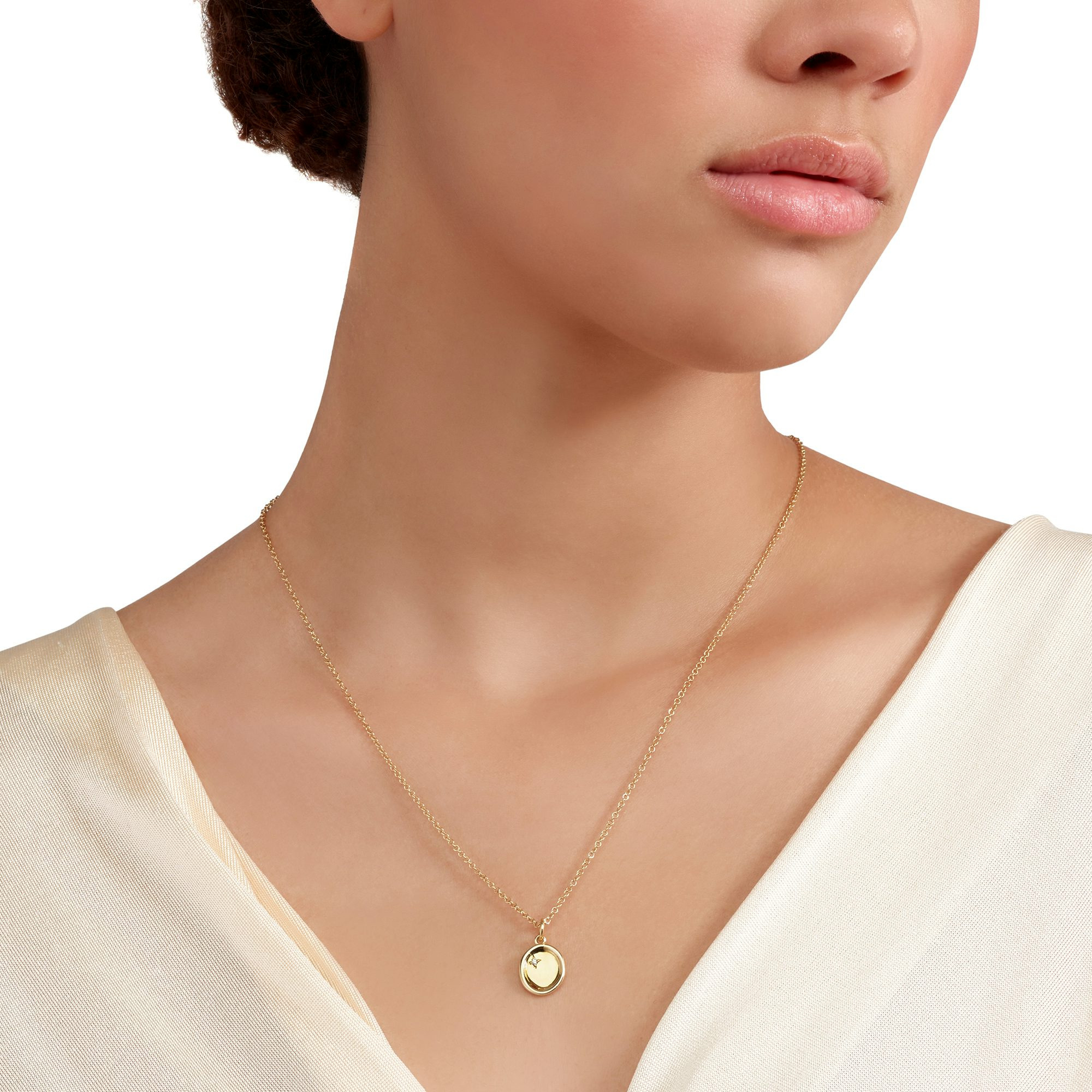 YELLOW GOLD & WHITE DIAMOND SIGNET CHARM - 3