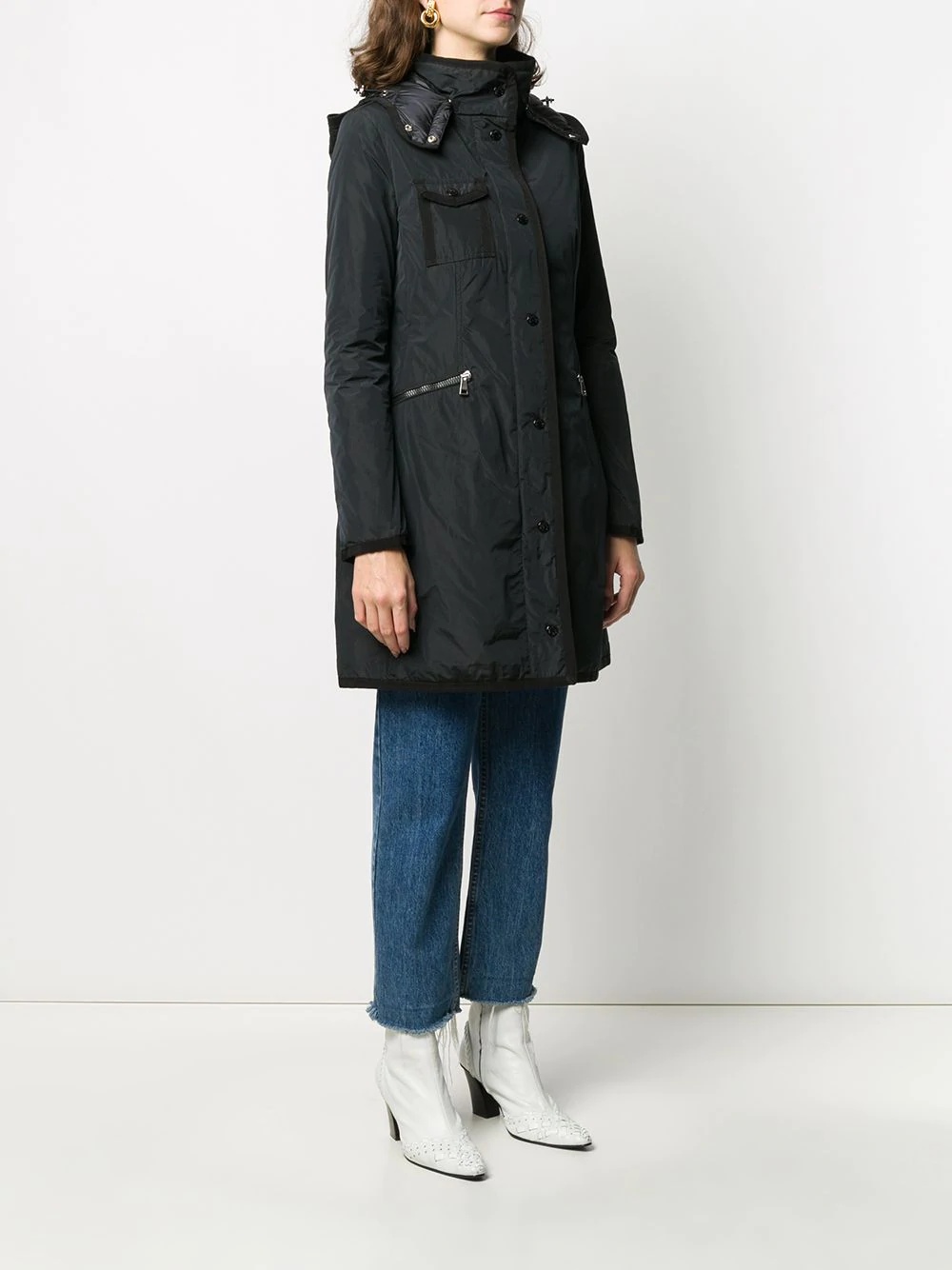 logo patch hooded coat - 3