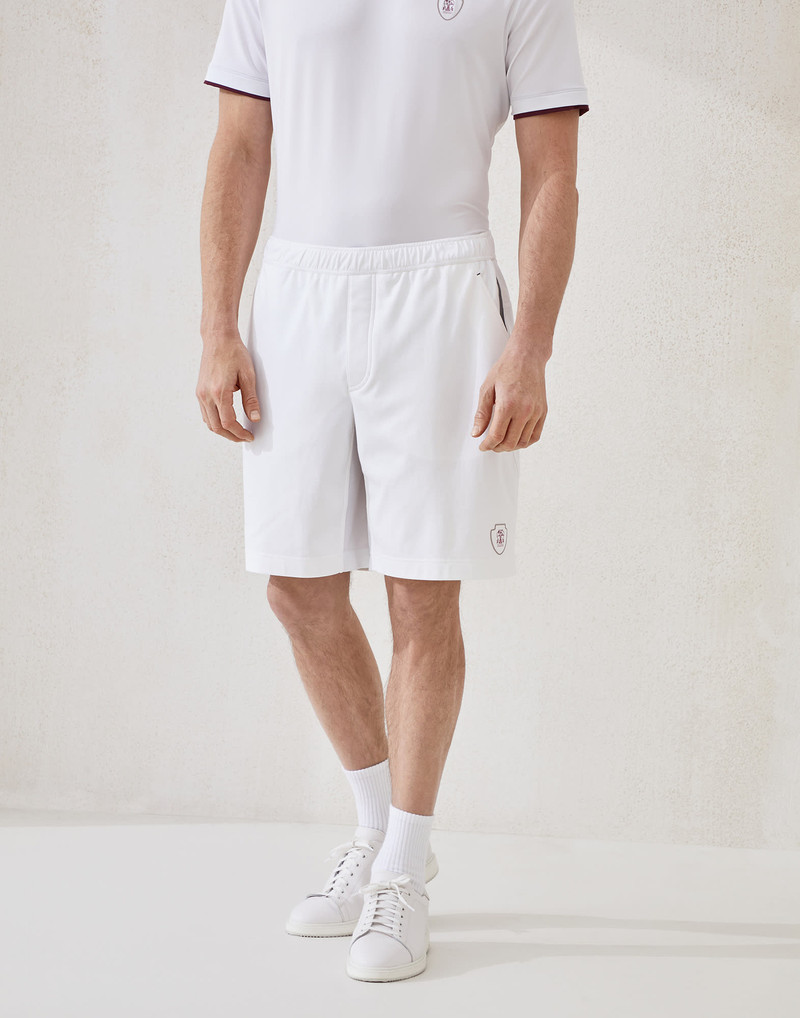 Cotton interlock shorts with logo 1