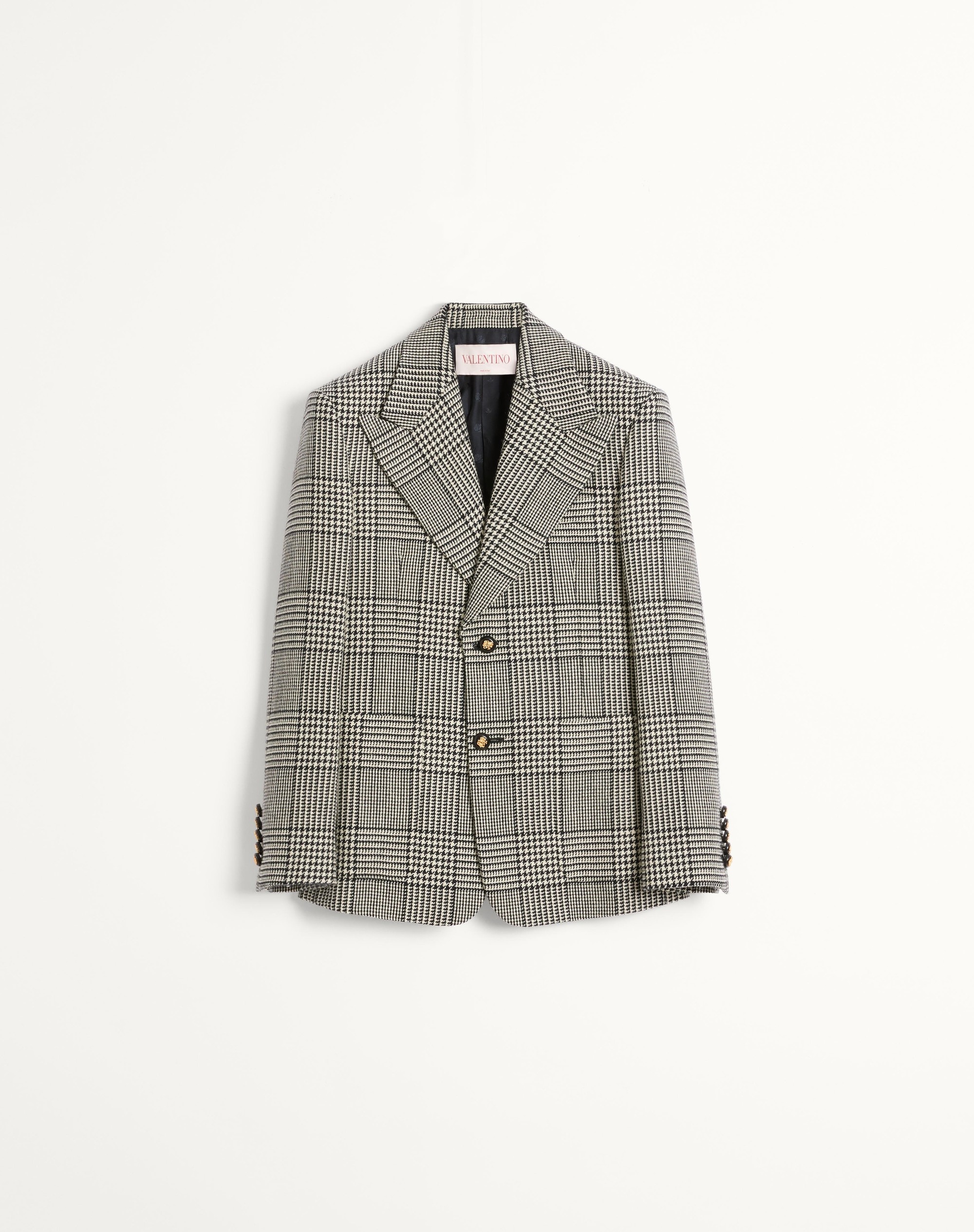 SINGLE-BREASTED WOOL JACKET WITH CHECK PATTERN ON HOUNDSTOOTH - 1