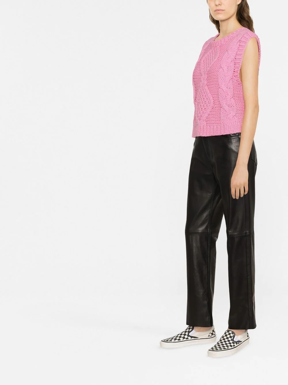 straight-leg leather trousers - 3