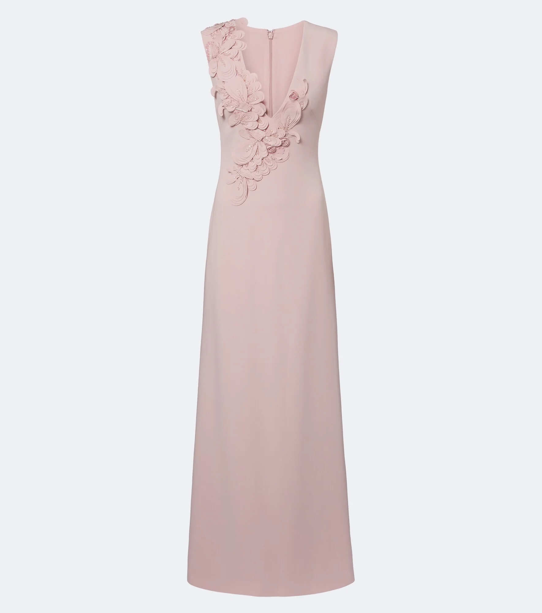 Jevi embellished floral appliqué crepe gown - 1