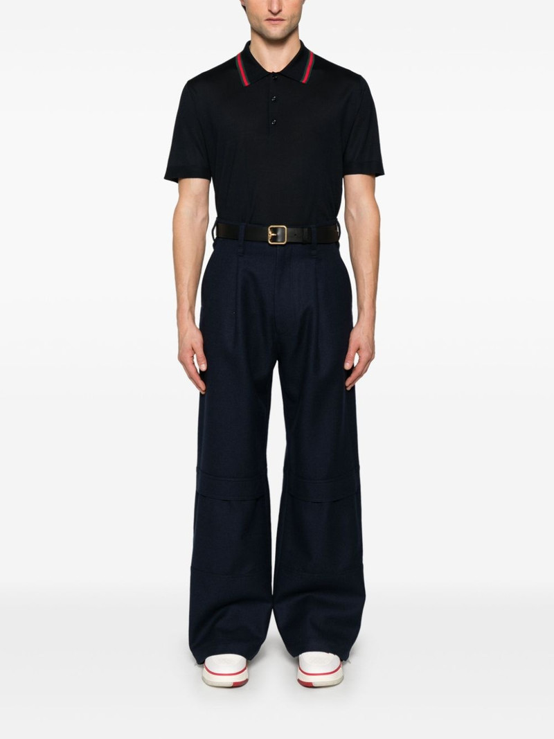 GUCCI Web-trim knitted polo shirt outlook