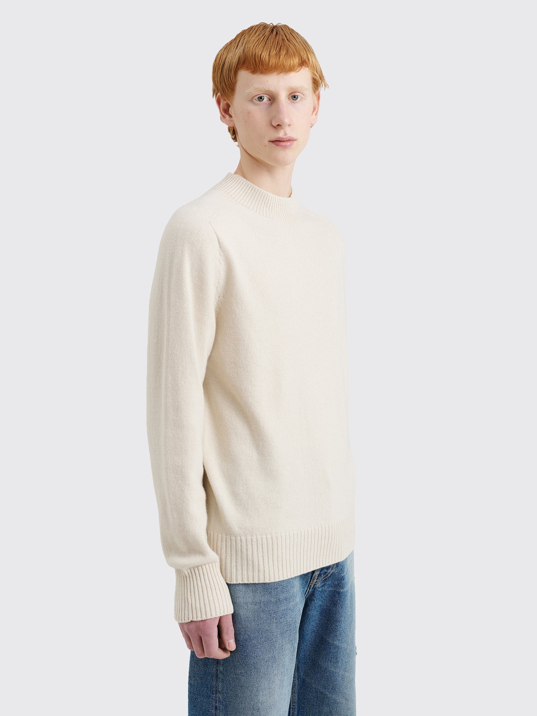 MARGARET HOWELL SADDLE CREW NECK CASHMERE COTTON TWIST SANDSTONE - 3