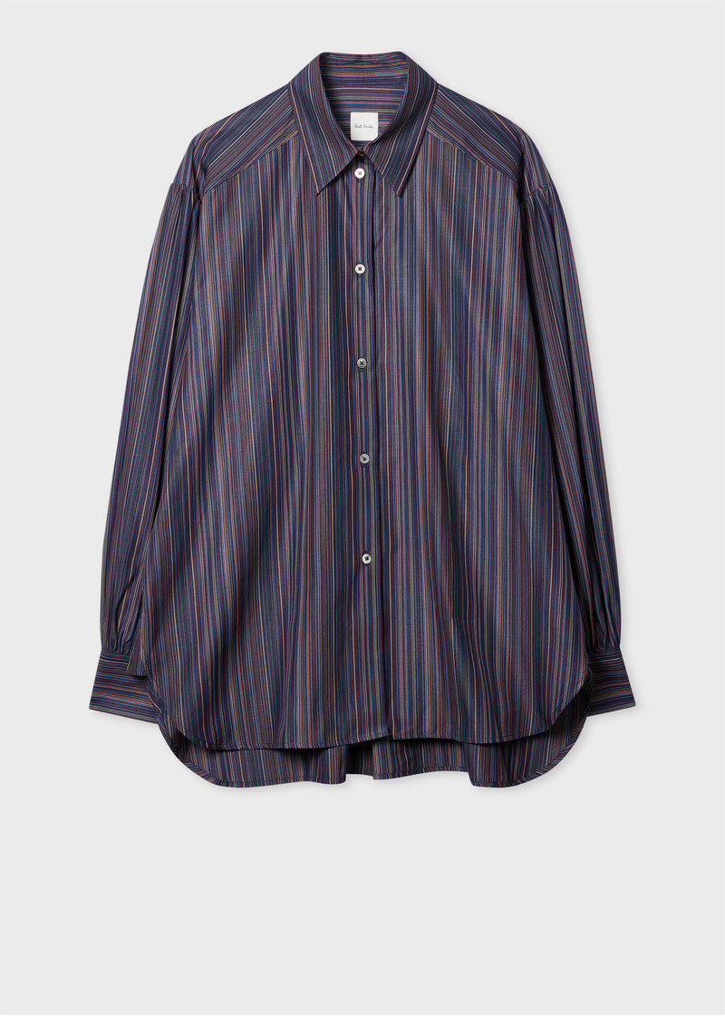 Women's Cotton Navy Blue Stripe Shirt 1