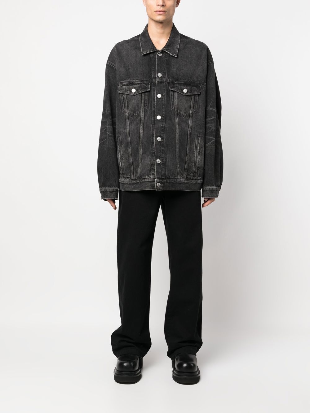 logo print denim jacket - 2