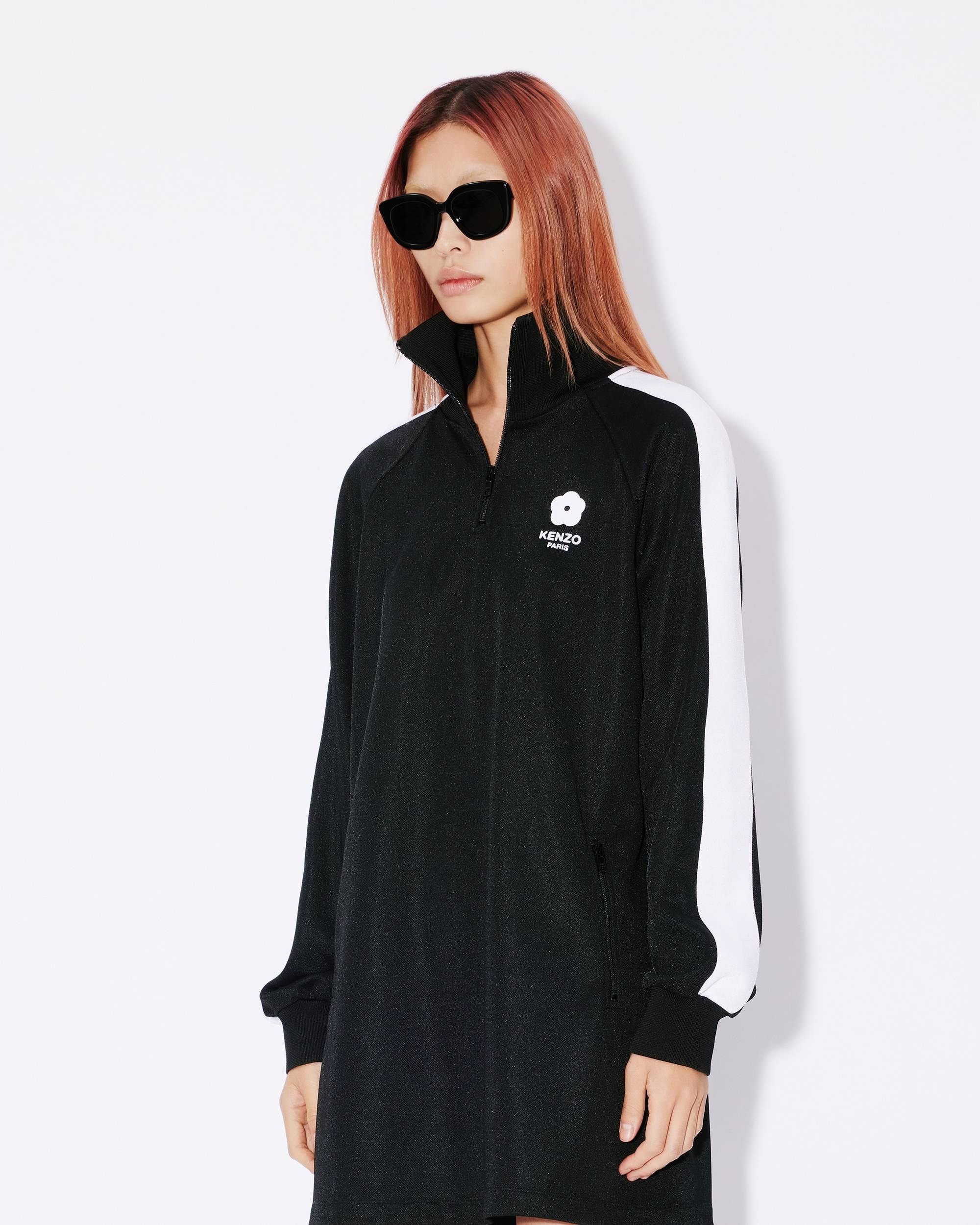 'Boke Flower 2.0' embroidered jersey dress with zipped roll neck - 4