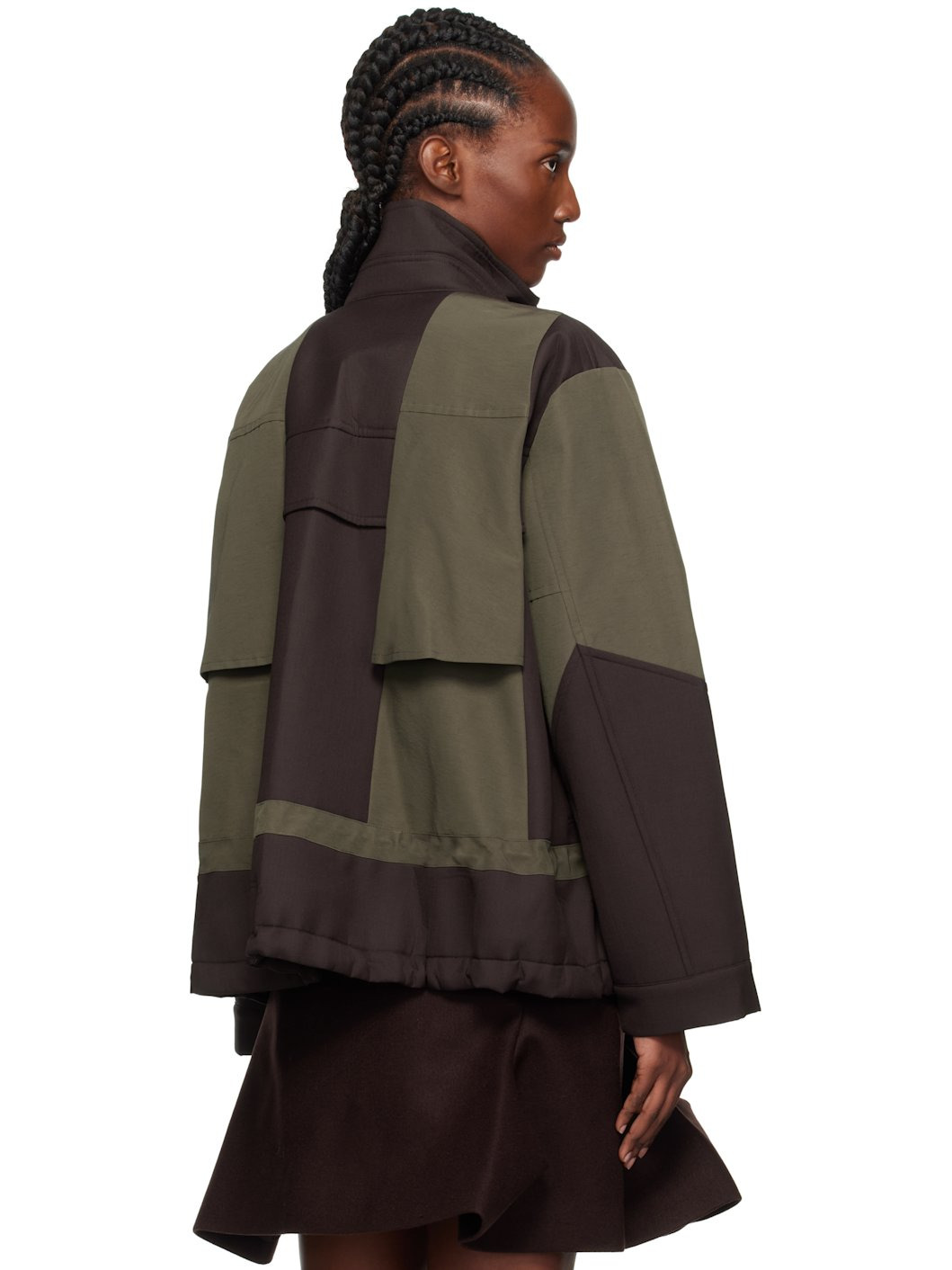 Brown & Khaki Suiting Bonding x Grosgrain Jacket - 3