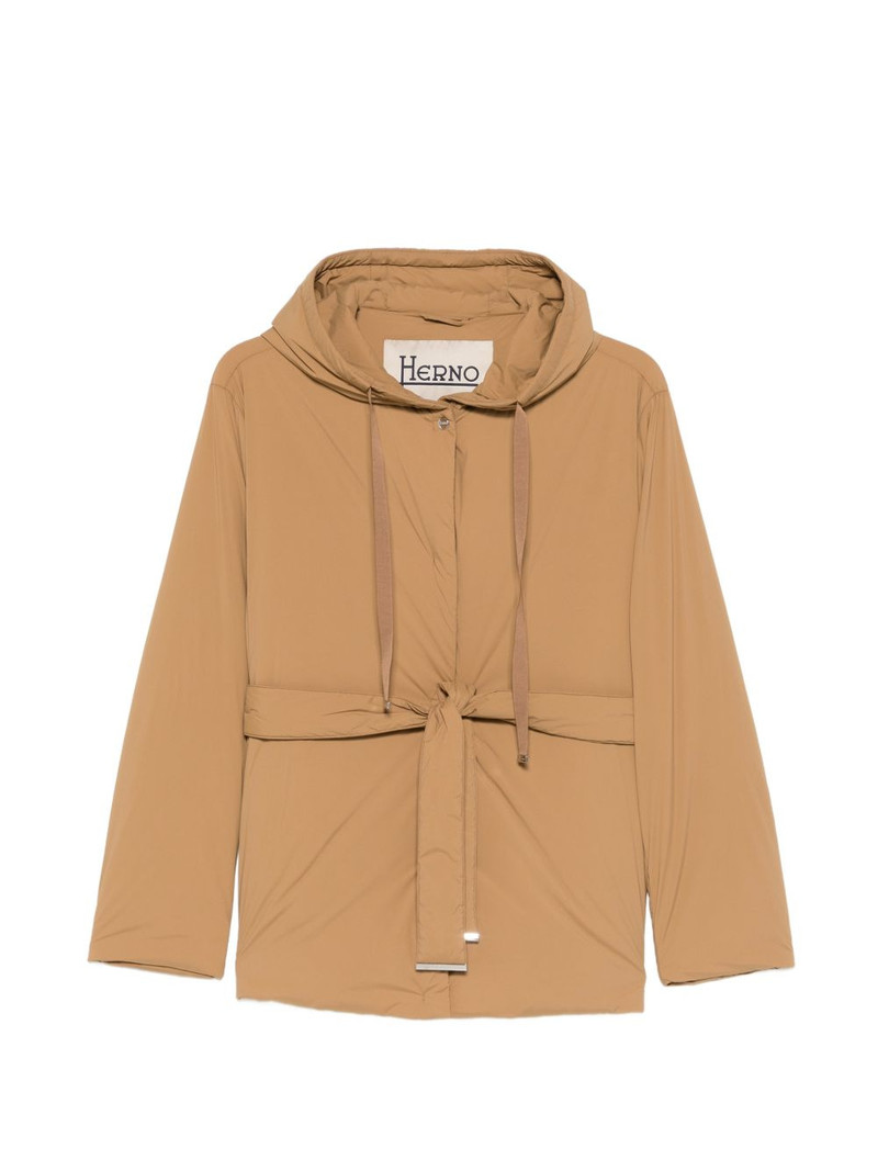 hooded tie-fastening jacket 1
