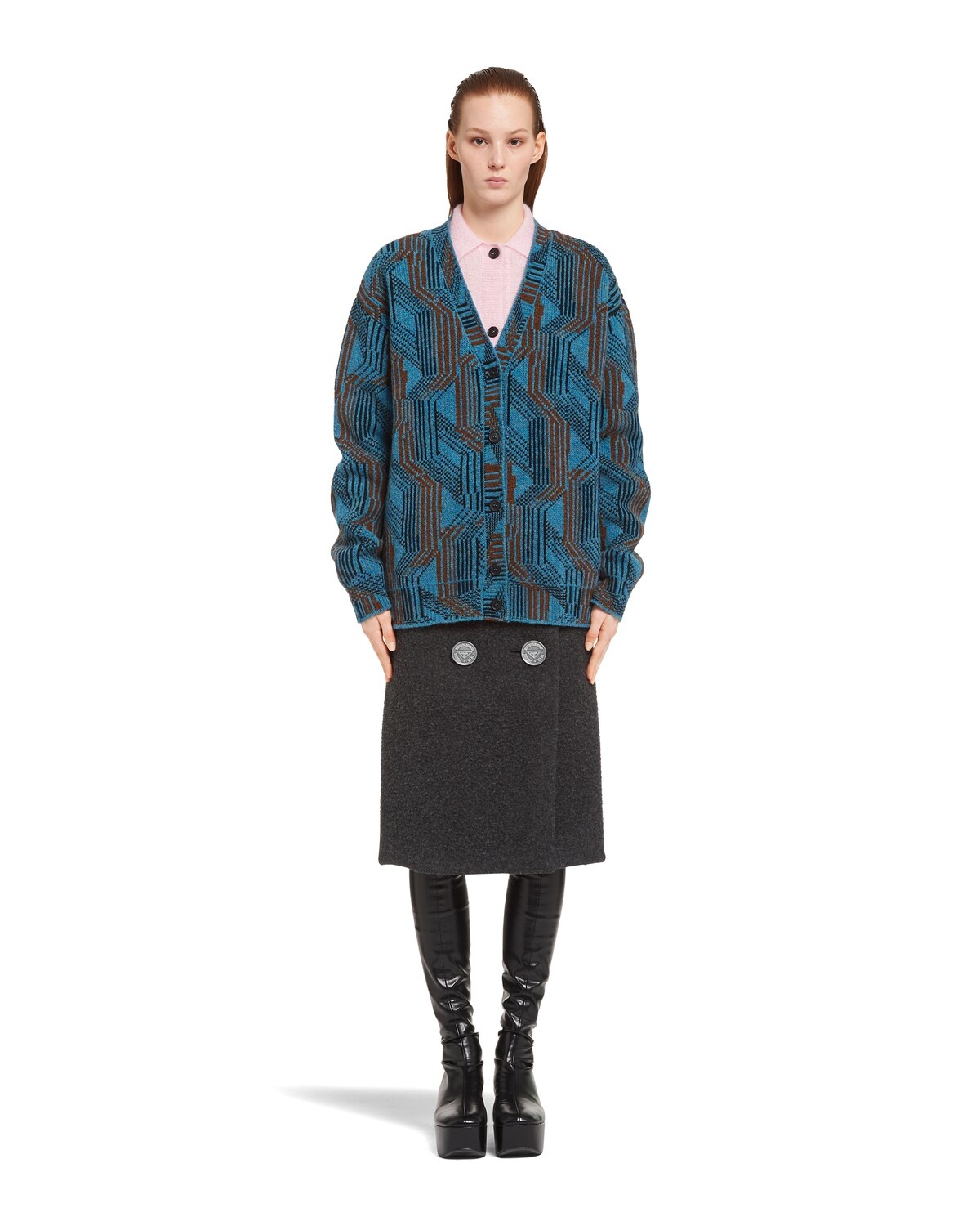 Oversized jacquard Shetland wool cardigan - 2