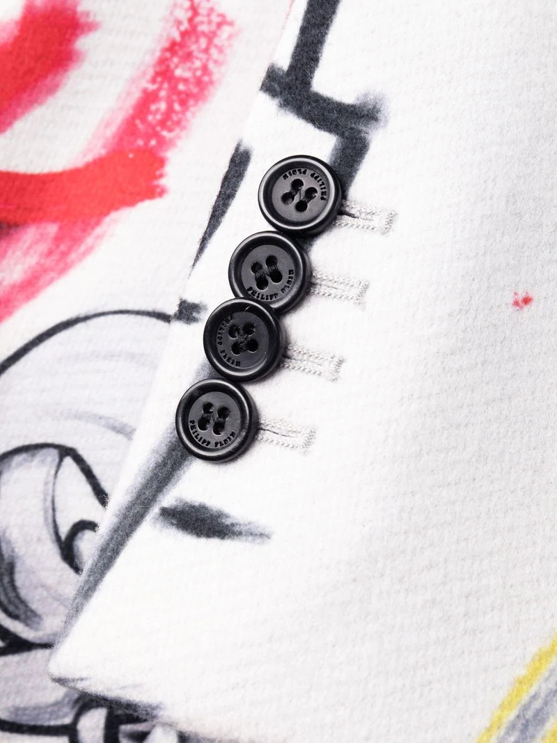 Agnelli graffiti 인쇄 단 하나 breasted 외투 8