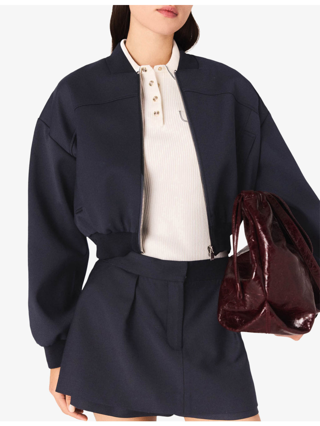 Cropped Woven Bomber Jacket - 6