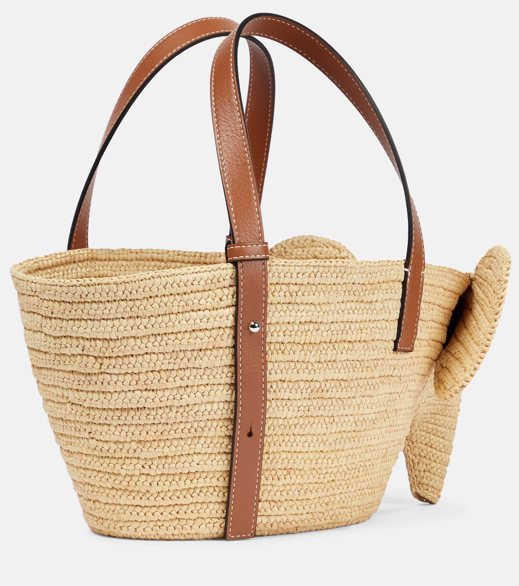 Elephant Small raffia and leather tote - 4