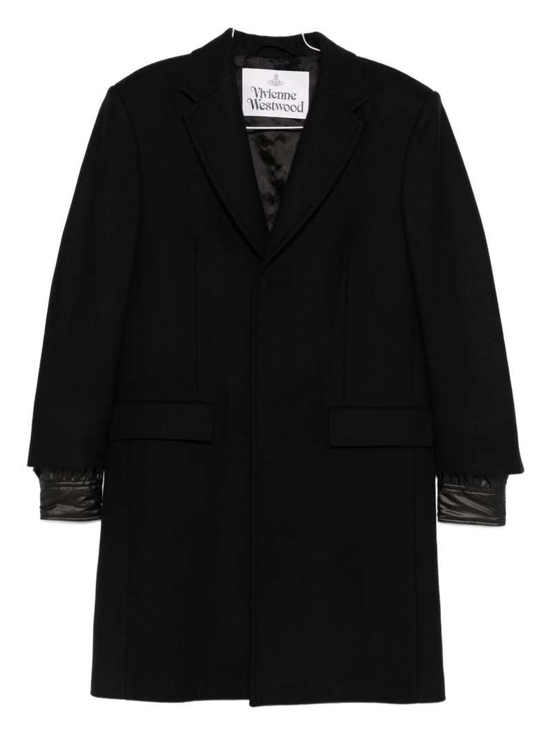 virgin wool blend single-breasted coat 1