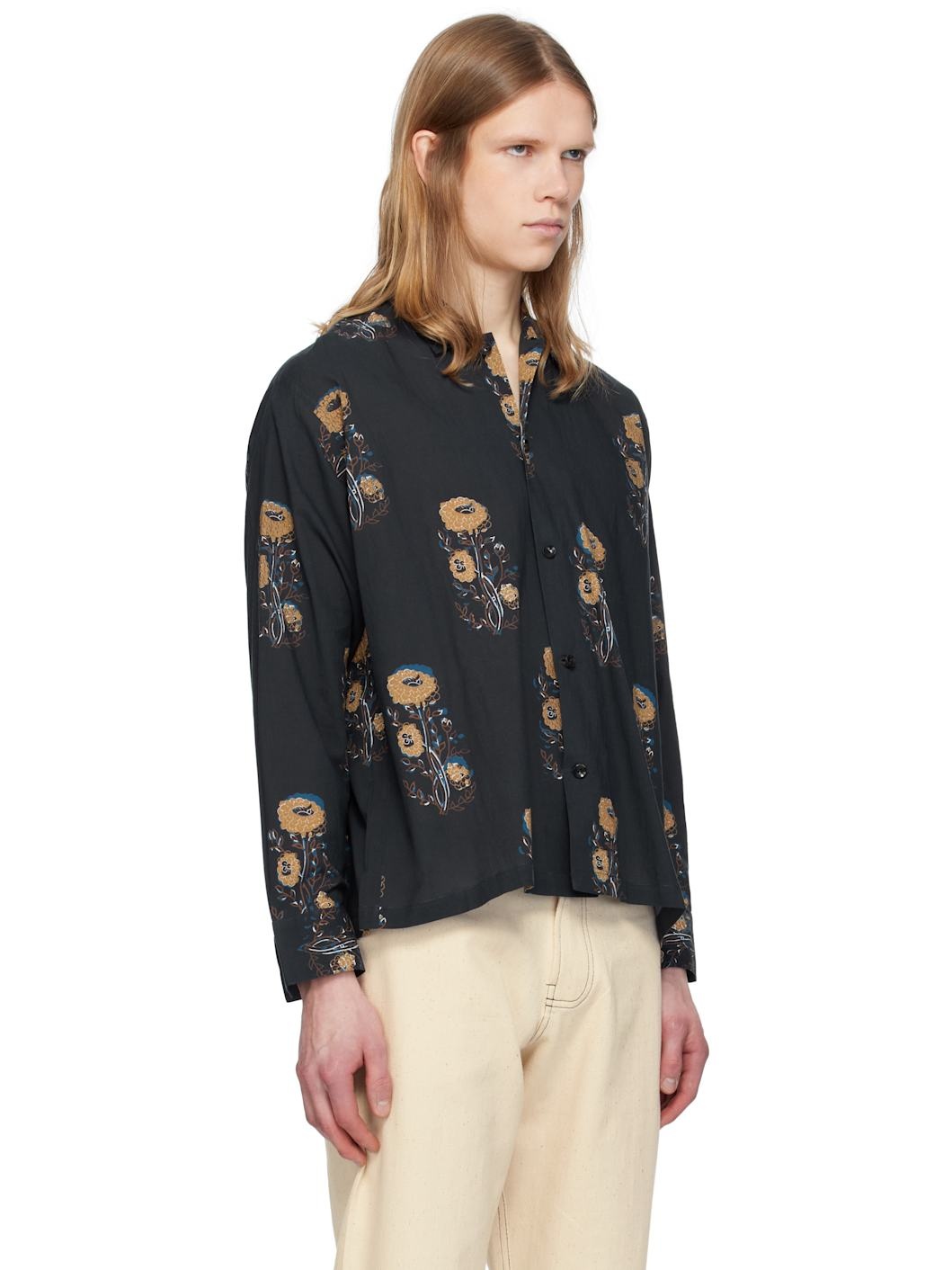 Black Printed Floral Shirt - 2