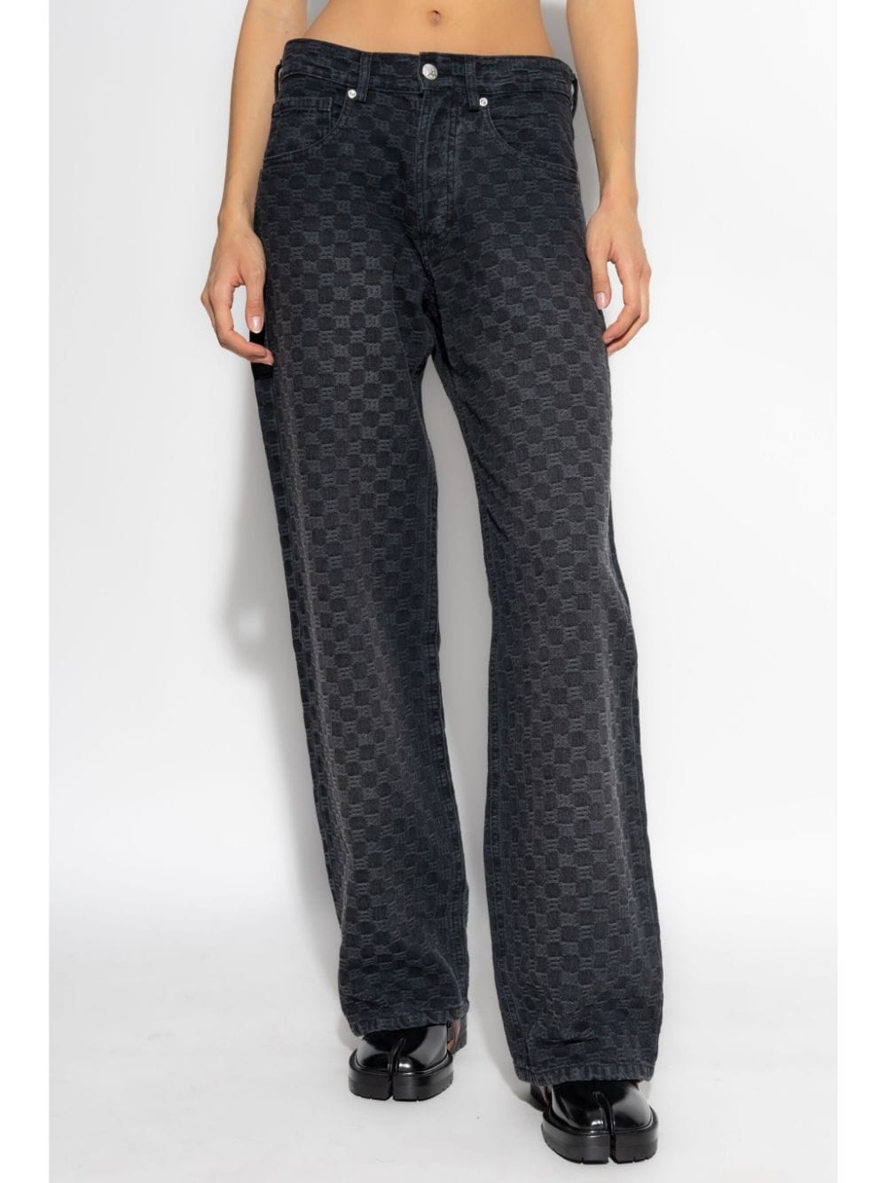 jacquard monogram jeans - 3