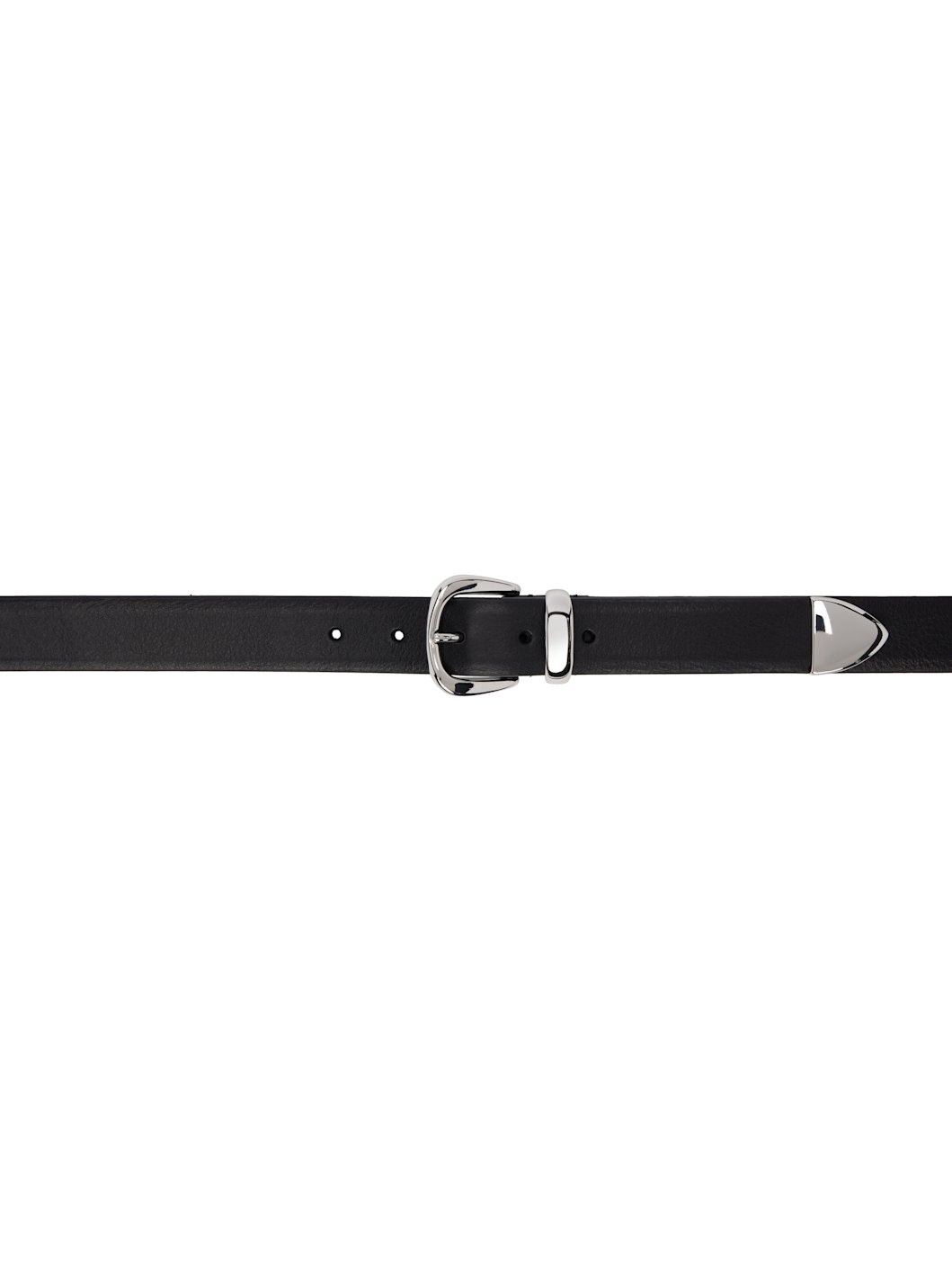 Black Narrow Veg Tanned Leather Belt - 1