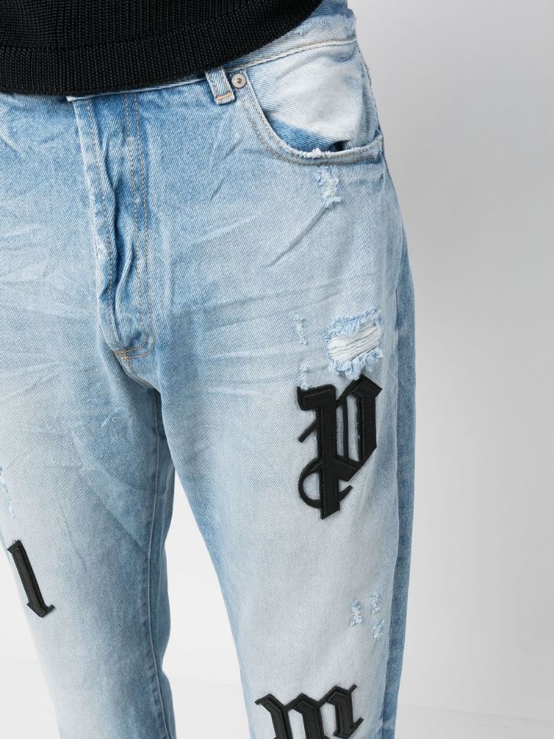 logo-patches straight-leg jeans - 5