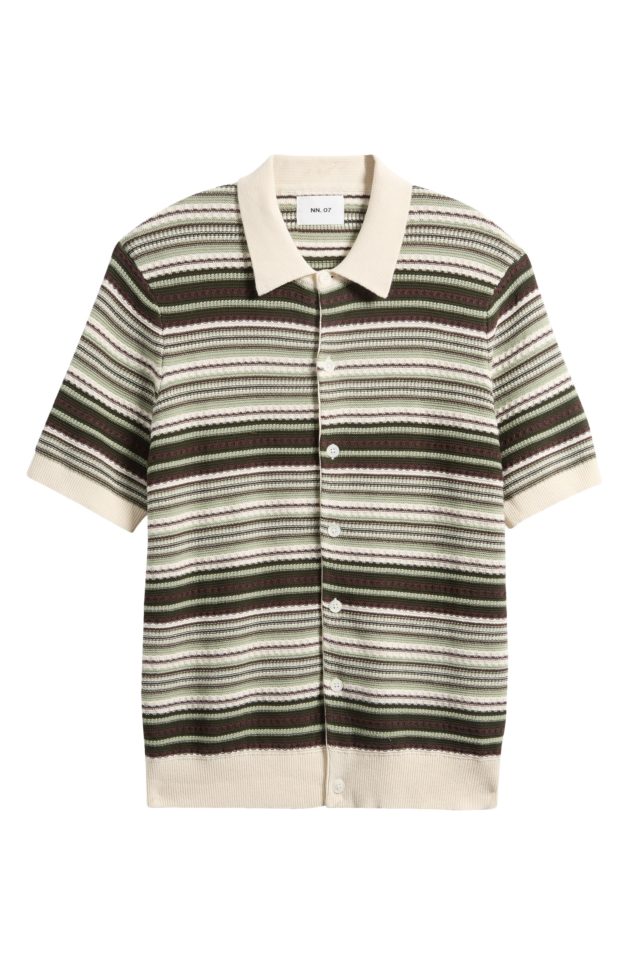 NN07 Nolan 6686 Polo Cardigan in Green Stripe at Nordstrom - 5