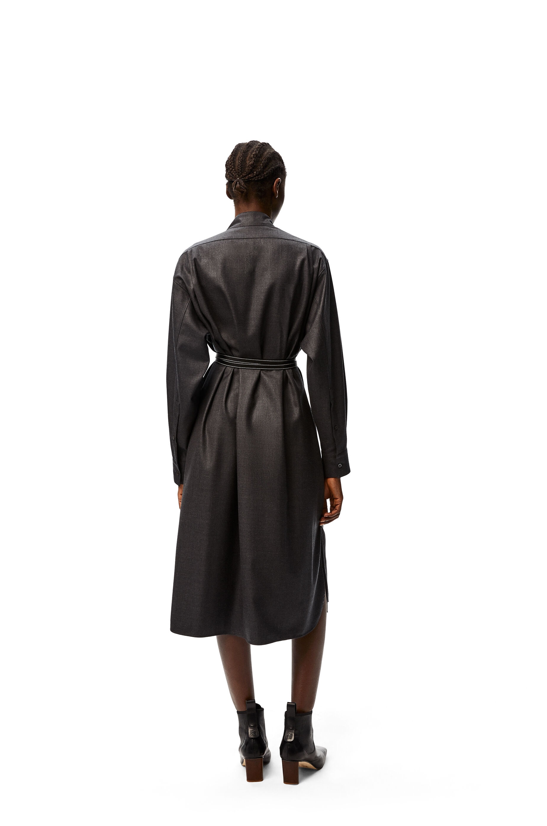 Asymmetric shirtdress in wool - 3