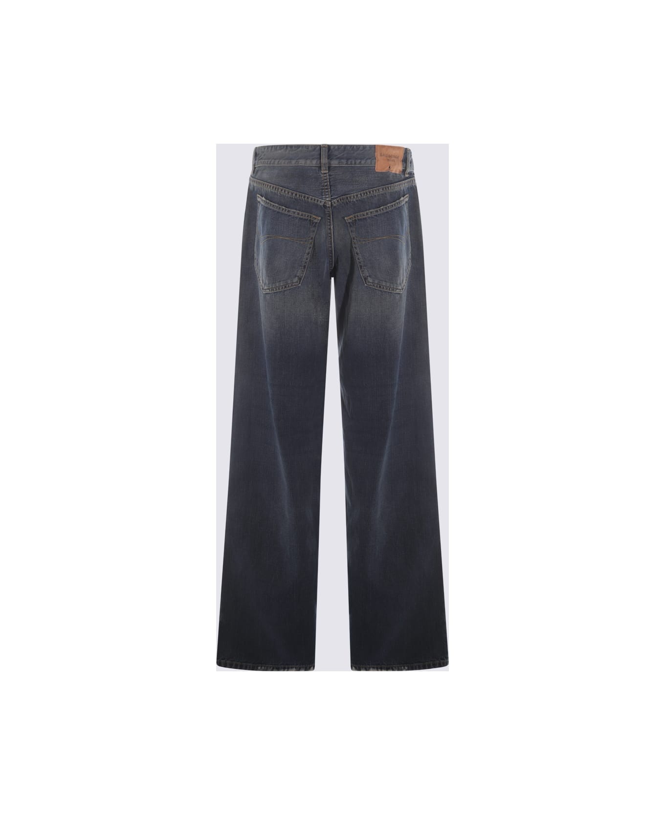 Dark Blue Cotton Denim Jeans - 2
