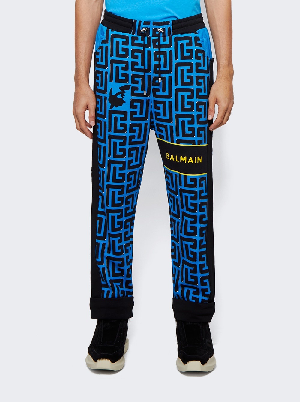 Monogram Printed Sweatpants Black And Blue - 3