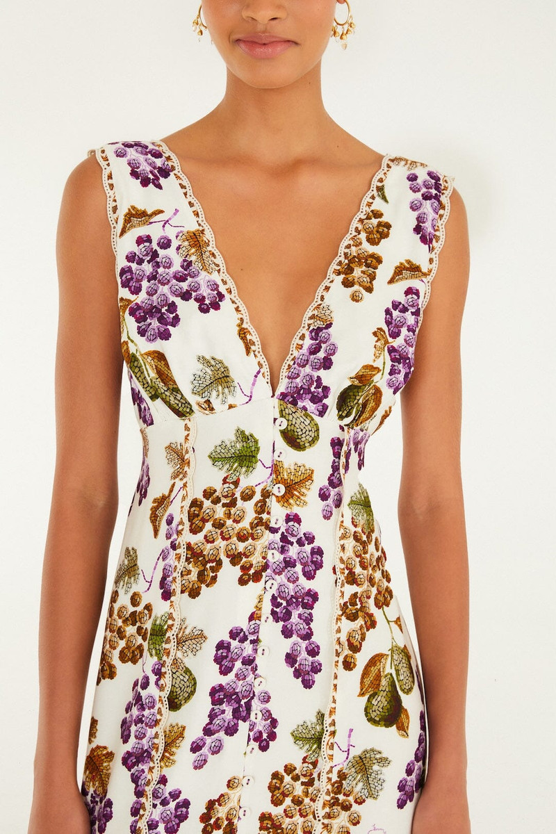 FARM RIO Cream Grape Garden Lenzing Ecovero Viscose Midi Dress outlook