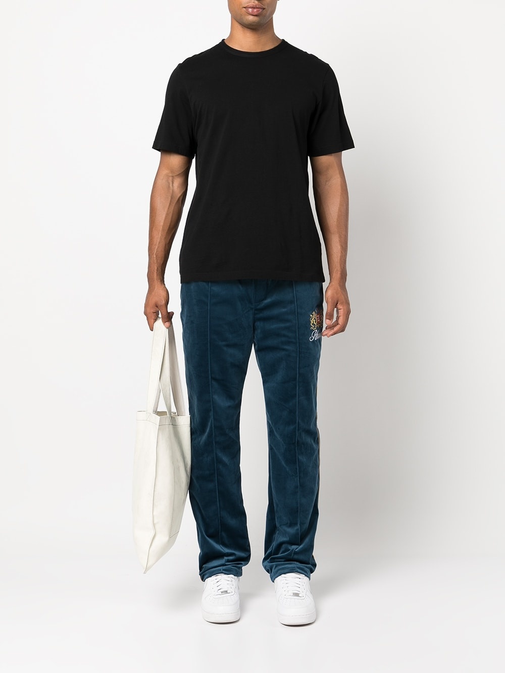 embroidered velvet track pants - 2